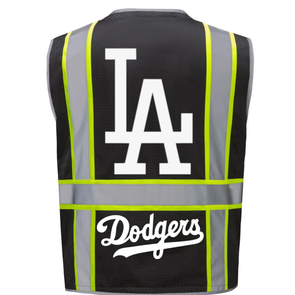 ⚾🦺LOS ANGELES DODGERS SAFETY PPE VEST W/SILVER REFLECTIVE LOGO M/L/XL/2XL-4XL - Image 1 of 4