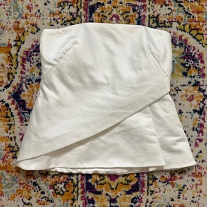 Ted Baker London Tulip Fold Strapless Satin Top Size US 8 Soft White Bridal $248 - Picture 1 of 8