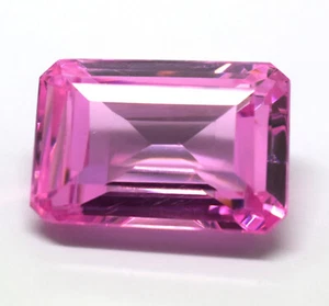 Lab Grown Pink Sapphire Emerald Cut 14mm x 12mm Wholesale Lot of 2 Gemstones - Picture 1 of 1