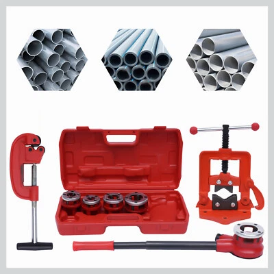 1/2" UP TO 2" Pipe Cutter Plumbing Tool  Ratchet Type Pipe Threader Set 5 Dies - Image 1 of 4