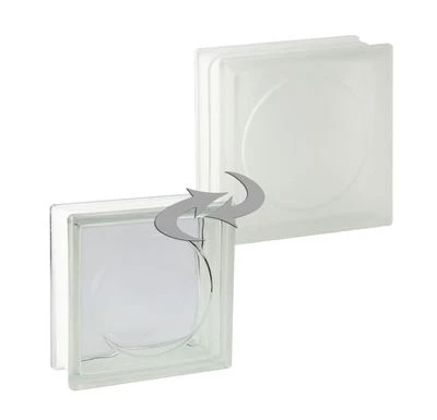 FUCHS DESIGN Design Glasbaustein Alpha Rund Sahara (Milchglas) 19x19x8cm - 5 Stück