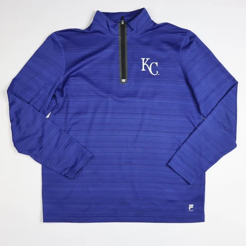 Kansas City Royals Fila Sport Royal Blue Leader 1/4 Zip Pullover Jacket Size L Cover