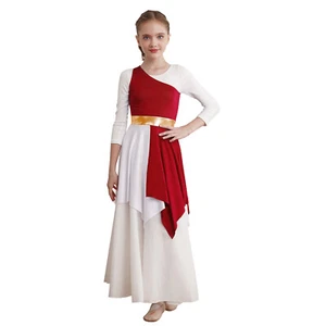 Kids Girls Praise Lyrical Dance Dress Metallic Maxi Liturgical Worship Tunic - Picture 1 of 102