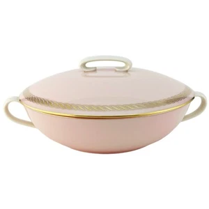 Lenox China CARIBBEE Covered Runde Gemüseschale ~ Mid Century Dusty Pink Seil - Bild 1 von 11