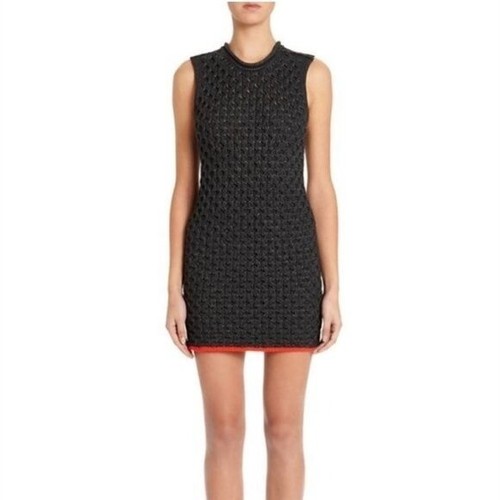 Maglione Alexander Wang blu navy pettine esagonale miele lavorato a maglia mini abito piccolo S