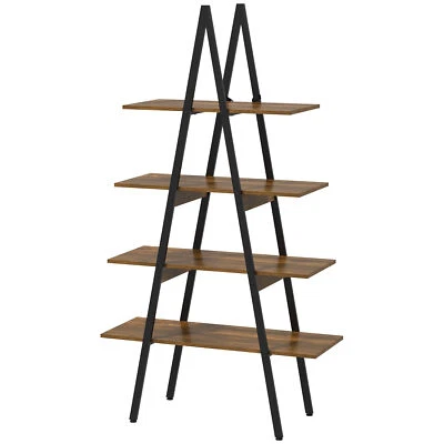 HOMCOM Mobile Libreria Industriale a 4 Livelli Marrone e Nero - Immagine 1 di 4