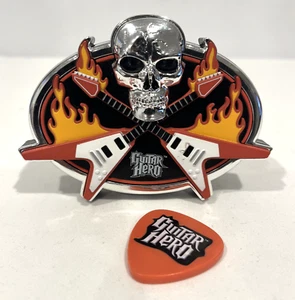 GUITAR HERO AIR GUITAR ROCKER BELT BUCKLE & GUITAR PICK SET JADA TOYS ACTIVISION - Picture 1 of 5