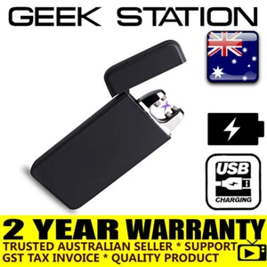 AU Electric Plasma Dual Arc Lighter Windproof Flameless USB Rechargeable Black - Picture 1 of 2