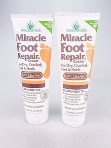 Miracle of Aloe Foot Repair Cream For Dry Cracked Feet 8 Oz Each Lot Of 2 - Picture 1 of 9