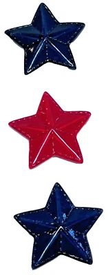 VTG 1990s Quaker Factory Button Covers Set Of 3 Stars Patriotic Red and Blue - Image 1 of 4