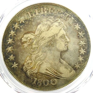 1800 Draped Bust Silver Dollar $1 Coin - Certified PCGS VF Detail - Rare Coin! - Picture 1 of 4