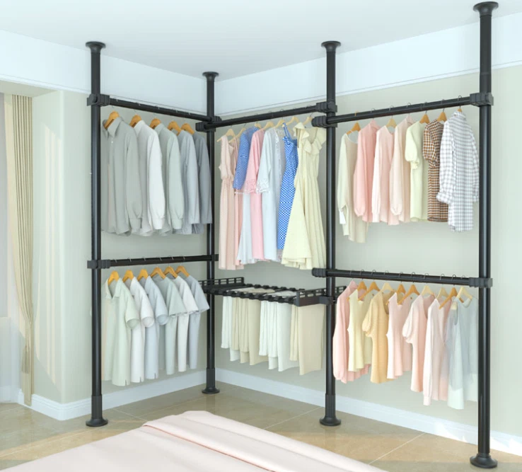 Heavy Duty Metal Clothes Rail Rack Garment Stand Corner Open Wardrobe - Image 1 of 1