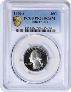 1990-S Washington Quarter DDO FS-101 PR69DCAM PCGS - Picture 1 of 4