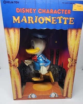 Disney Pato Donald Marioneta Marioneta Casco 1990 11"" con Escenario De Colección Nuevo Sellado Foto 1 de 4