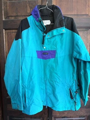 Chaqueta/Rompevientos Columbia Vintage Manga Radial Para Hombre Verde/Púrpura XL Foto 1 de 4