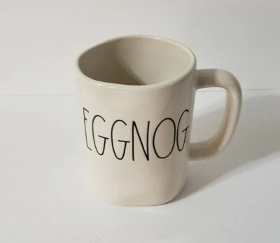Taza de té café Rae Dunn EGGNOG cerámica blanca de magenta Foto 1 de 4
