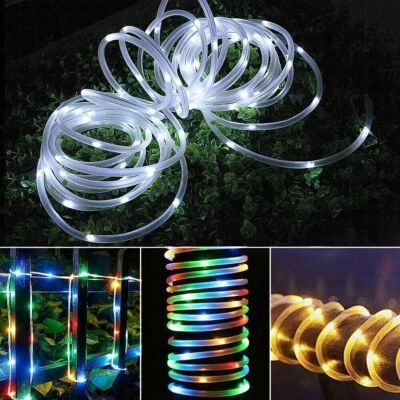 100LED Solar Rope Tube Light Waterproof Fairy String Outdoor Garden Lamp Deco US - Image 1 of 4