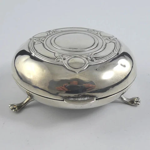 Antique Edwardian Sterling Silver Trinket Jewellery Box Birmingham 1910 ENGLAND Cover