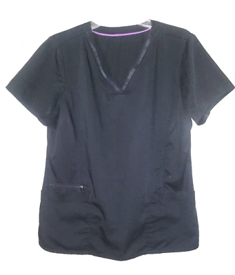 Workwear Men Women V-Neck Scrub Top - Black Large - Image 1 of 3