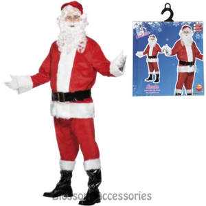 CA117 8pcs Complete Santa Claus Suit Christmas Xmas Fancy Dress Costume Outfit - Picture 1 of 3