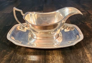 Vintage P.S.C.O. Silver Plate Over Copper 1935 Gravy Boat And Tray - Picture 1 of 10