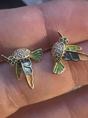 Aretes de plata de ley 925 enchapados en YG para pájaros Foto 1 de 3