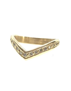Gold Diamond Ring 9ct Yellow Gold Diamond Wishbone Ring Good Luck Lucky Ring 375 - Picture 1 of 14