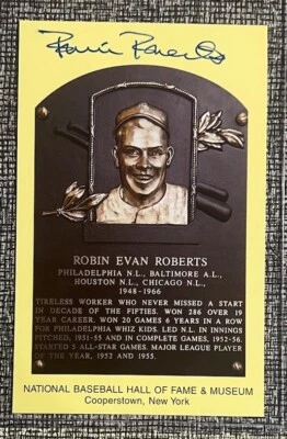 Robin Roberts Auto HOF Plaque Philadelphia Phillies HOF Pitcher - Image 1 of 2