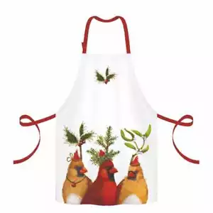 New PPD Vicki Sawyer Cotton Twill Apron Birds with Hats Fun Gift HOLIDAY PARTY - Picture 1 of 2
