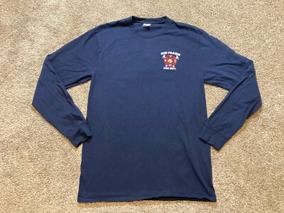 Port & Company Shirt Adult LT Tall Dark Blue Sun Prairie WI Fire Department LS - Image 1 of 4