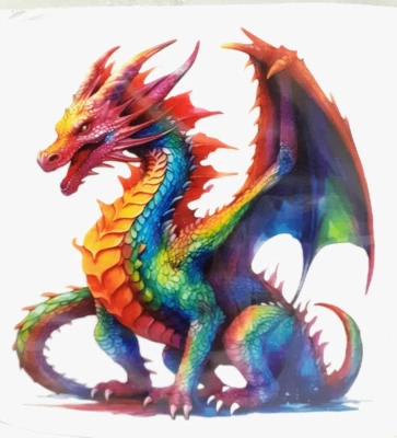 Calcomanía de vinilo adhesiva dragón de 5,5" x 6" dragón color arco iris Foto 1 de 3