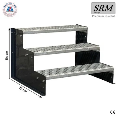 SRM-DESIGN Standtreppe freistehend Treppe 3 Stufen anthrazit 60 - 160 cm Breite, 54 cm Höhe