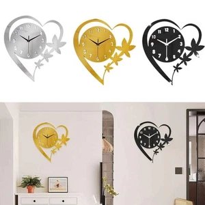 Heart Flower Wall Clock Art Clock Stylish Elegant Minimalist Versatile - Picture 1 of 19