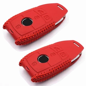 2 Piezas Cuero Rojo Para Mercedes-Benz A B C E S Clase G 4 Botones Mando a Distancia Llavero - Imagen 1 de 4