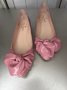 Kate Spade New York Patent Leather Nancy Flats Pink Bow Women’s Size 7 - Picture 1 of 7