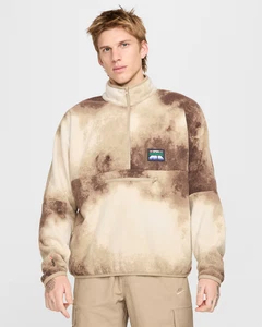 Nike Club Open Air Mens 1/2-Zip Pullover Long Sleeve Top Khaki Size M HV4628-247 - Picture 1 of 17