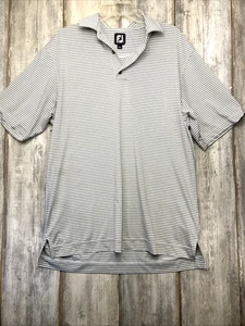 footjoy FJ golf polo men's L eagle watch golf club striped gray/white - Picture 1 of 8