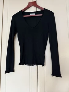Jigsaw Black Silk Long sleeve Top, UK 10 - Picture 1 of 4