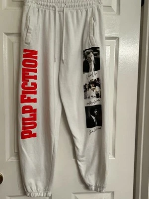 Pulp Fiction Película Promo Santee Joggers EE. UU. S/M Logo RARO Blanco Foto 1 de 4
