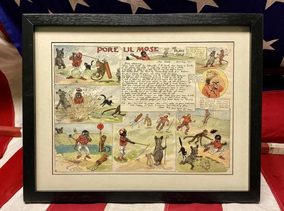 Cómic de golf vintage 1901 Pore Lil Mose juega impresión grande enmarcado negro americano Foto 1 de 4