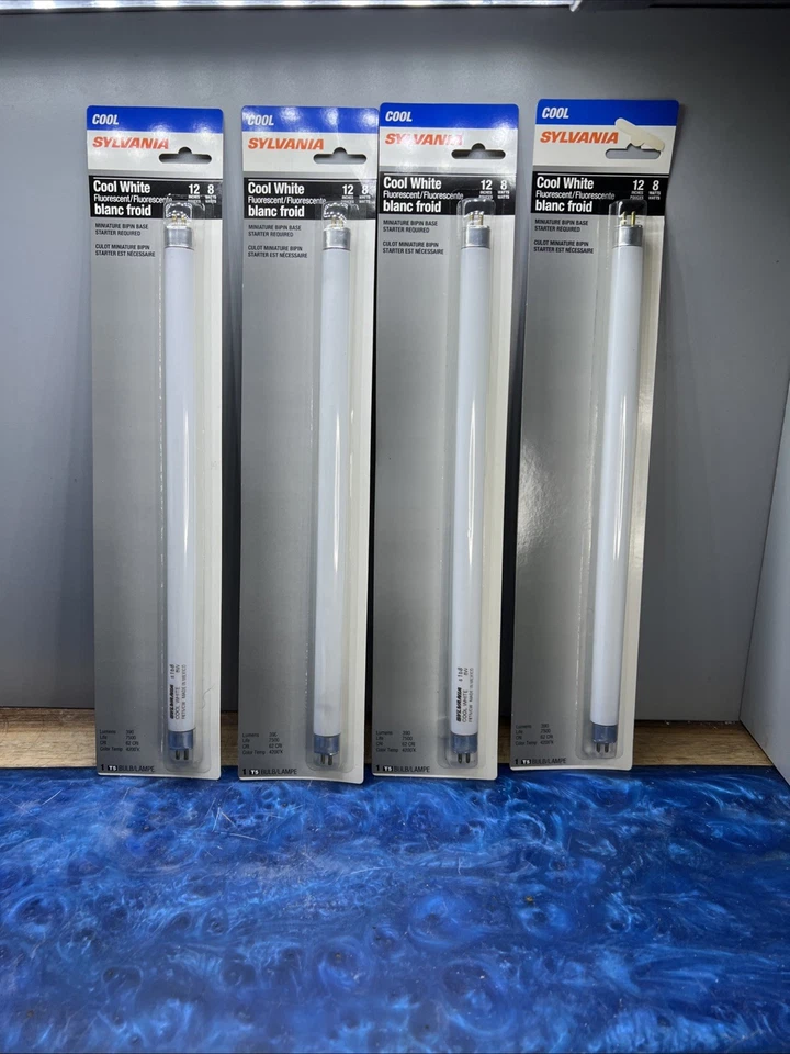 4 Sylvania F8T5CW 8W Utility Cool White Fluorescent Tube Bi pin 12" Light Bulb - Image 1 of 4