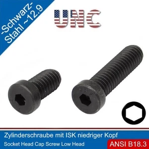 Zylinderschraube mit ISK, niedriger Kopf 3/8-16 UNC Stahl 12.9 schwarz | - Picture 1 of 10