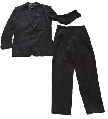 Traje de hombre negro con parche de 2 botones de lana de los años 50 vintage talla 42-44 Foto 1 de 4
