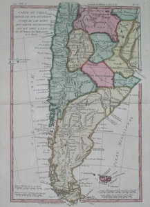 1780 ORIGINAL MAP PATAGONIA ARGENTINA CHILE TERRA DE FUEGO Santiago Buenos Aires - Picture 1 of 8