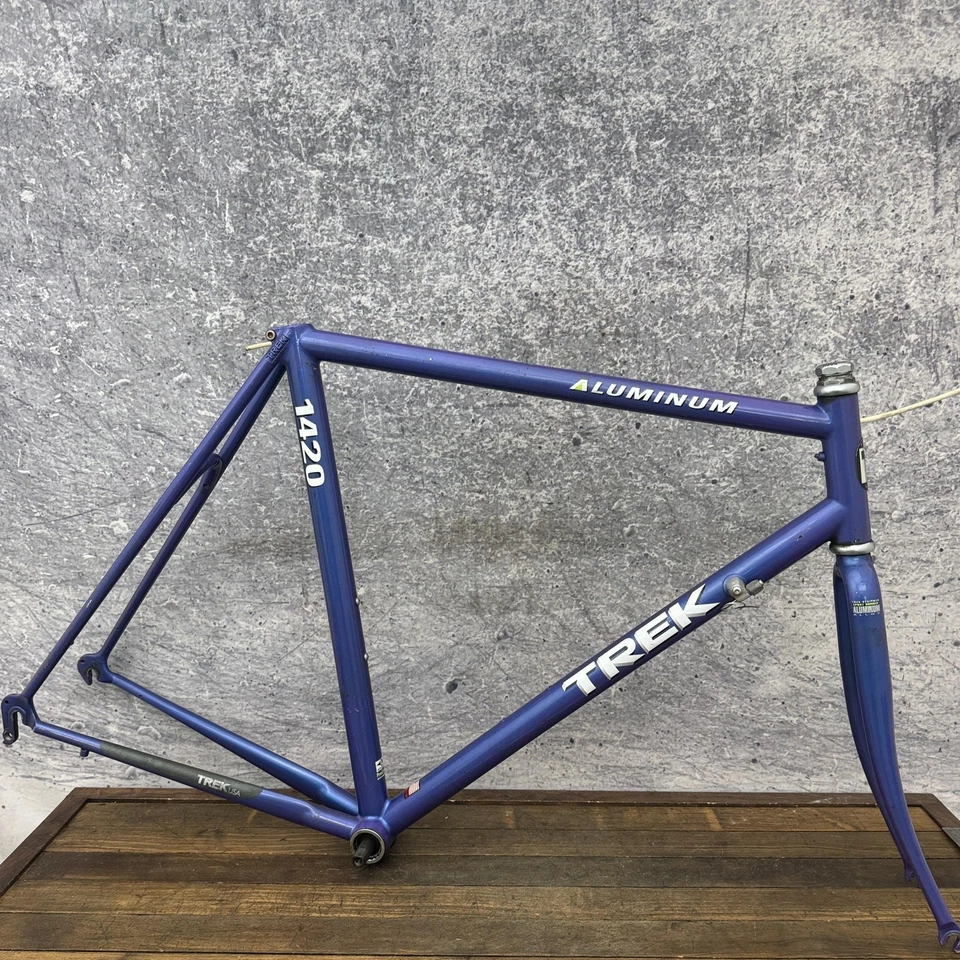 Vintage Trek 1420 Purple Road Bike Frame 57cm Easton 7000 Made USA 700c 130mm - Image 1 of 4