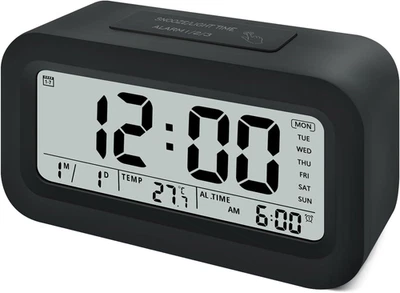 Digital Alarm Clock LED Temperature Display Battery Operated Night Light Portabl - image 1 of 4