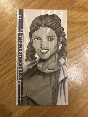 Leia 2010 Topps Star Wars The Empire Strikes Back 3D 1/1 SKETCH trading card - Image 1 of 2