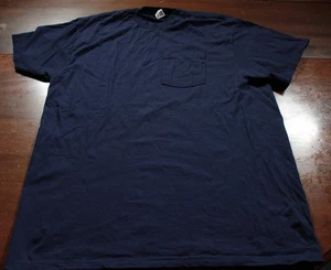 Vintage 90s Fruit of the Loom Pocket T-Shirt Blue Shirt Solid XXL - Bild 1 von 3