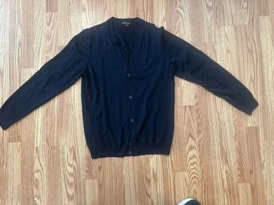 Cardigã Louis Vuitton azul marinho uniforme de lã e algodão feito na Itália tamanho G - Imagem 1 de 4