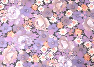 VINTAGE FLORAL PURPLE TONES 1970s STYLE STRETCH DRESS FABRIC 2.43m x 1.57m - Bild 1 von 6